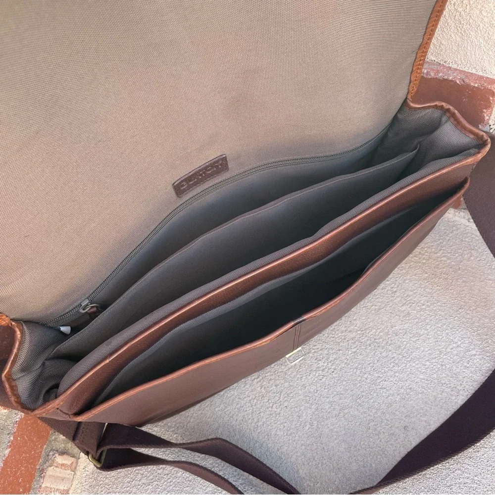 VTG Buxton 💼 Leather Flap Clip Laptop/Briefcase/Messenger Bag in 2-Tone Brown